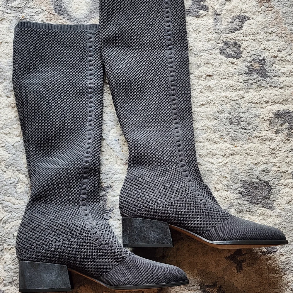 Eileen Fisher Charcoal Heeled Boots - Picture 7 of 12